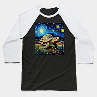 Tortoise with Starry Night by Van Gogh Baseball T-Shirt